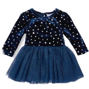 Navy Blue Velvet Star baby dress